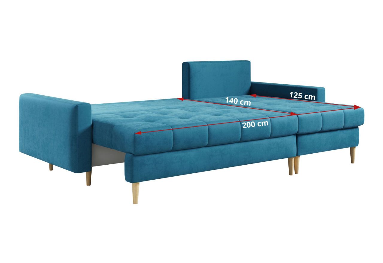 Narożnik ASTRA L - uniwersalny - niebieski, welwet