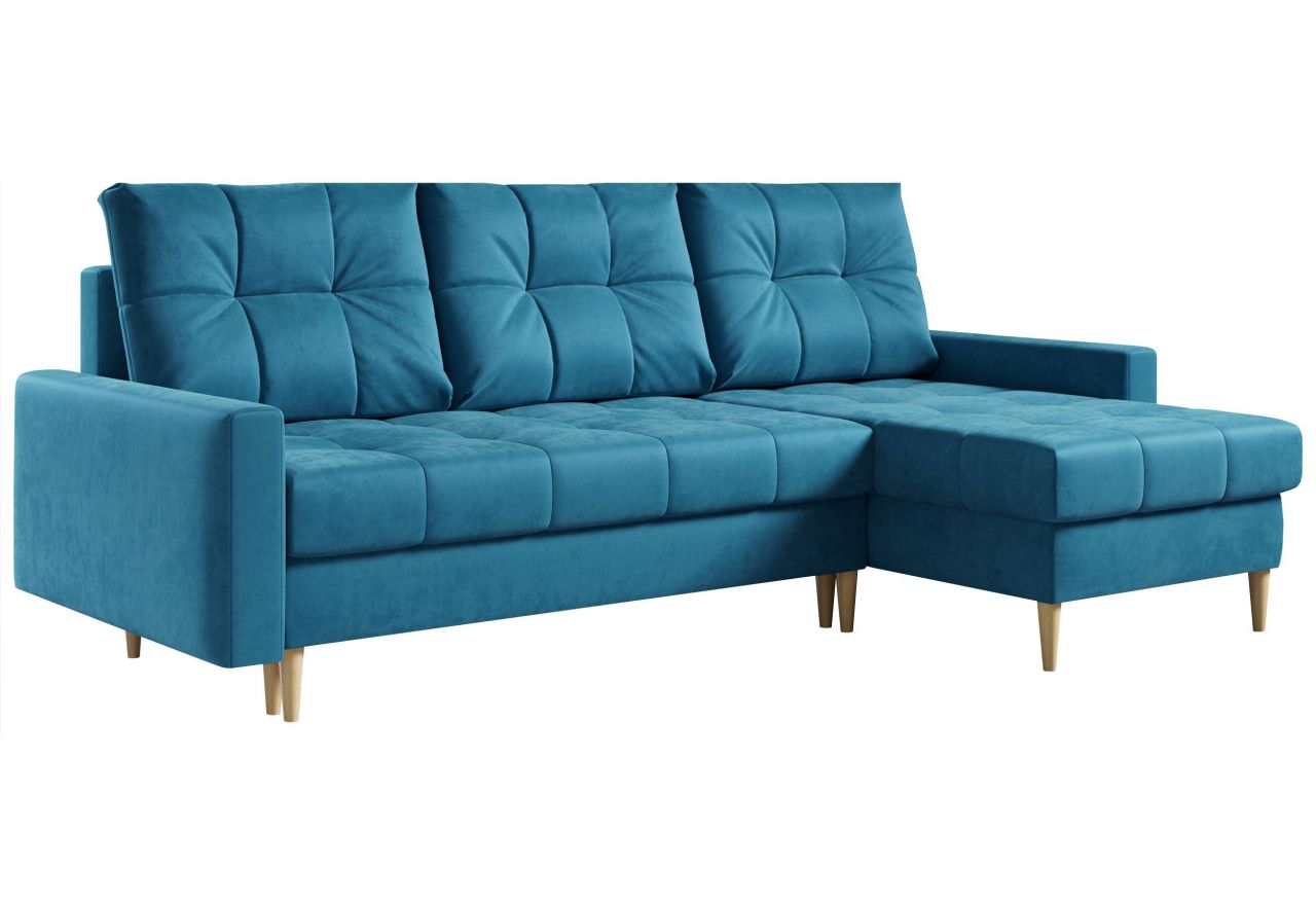 Narożnik ASTRA L - uniwersalny - niebieski, welwet