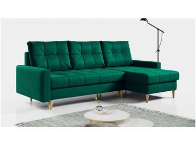 Narożnik ASTRA L - uniwersalny - ciemnozielony, welwet