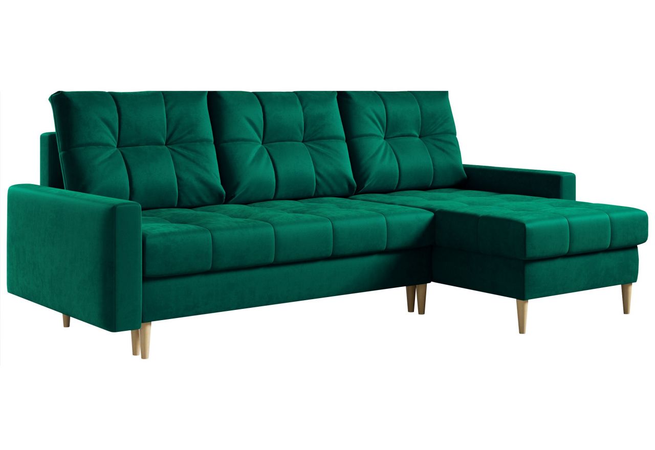 Narożnik ASTRA L - uniwersalny - ciemnozielony, welwet