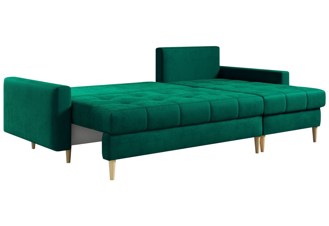 Narożnik ASTRA L - uniwersalny - ciemnozielony, welwet