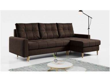 Narożnik ASTRA L - uniwersalny - brązowy, welwet