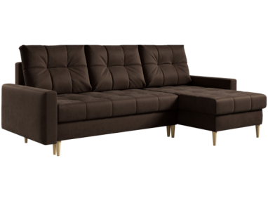 Narożnik ASTRA L - uniwersalny - brązowy, welwet