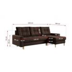 Narożnik ASTRA L - uniwersalny - brązowy, welwet