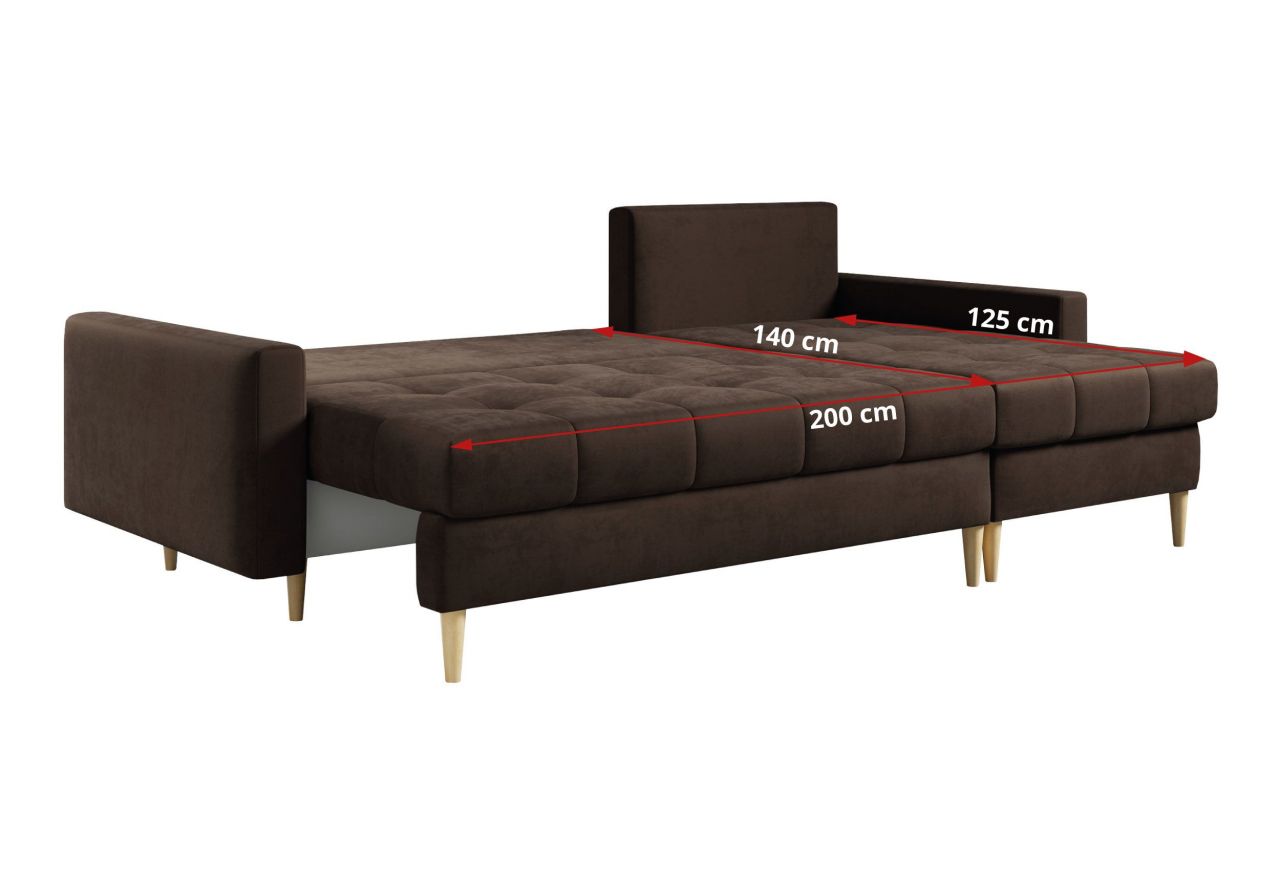 Narożnik ASTRA L - uniwersalny - brązowy, welwet