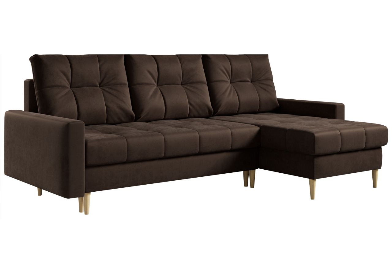 Narożnik ASTRA L - uniwersalny - brązowy, welwet