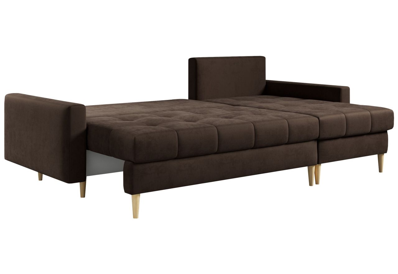 Narożnik ASTRA L - uniwersalny - brązowy, welwet