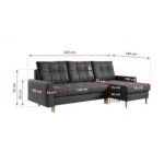 Narożnik ASTRA L - uniwersalny - szary, welwet