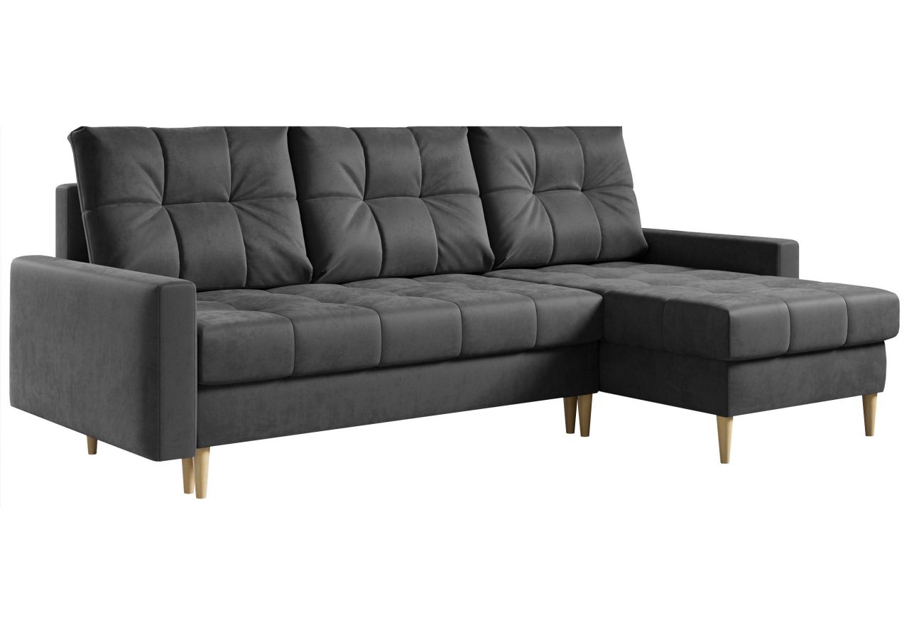 Narożnik ASTRA L - uniwersalny - szary, welwet