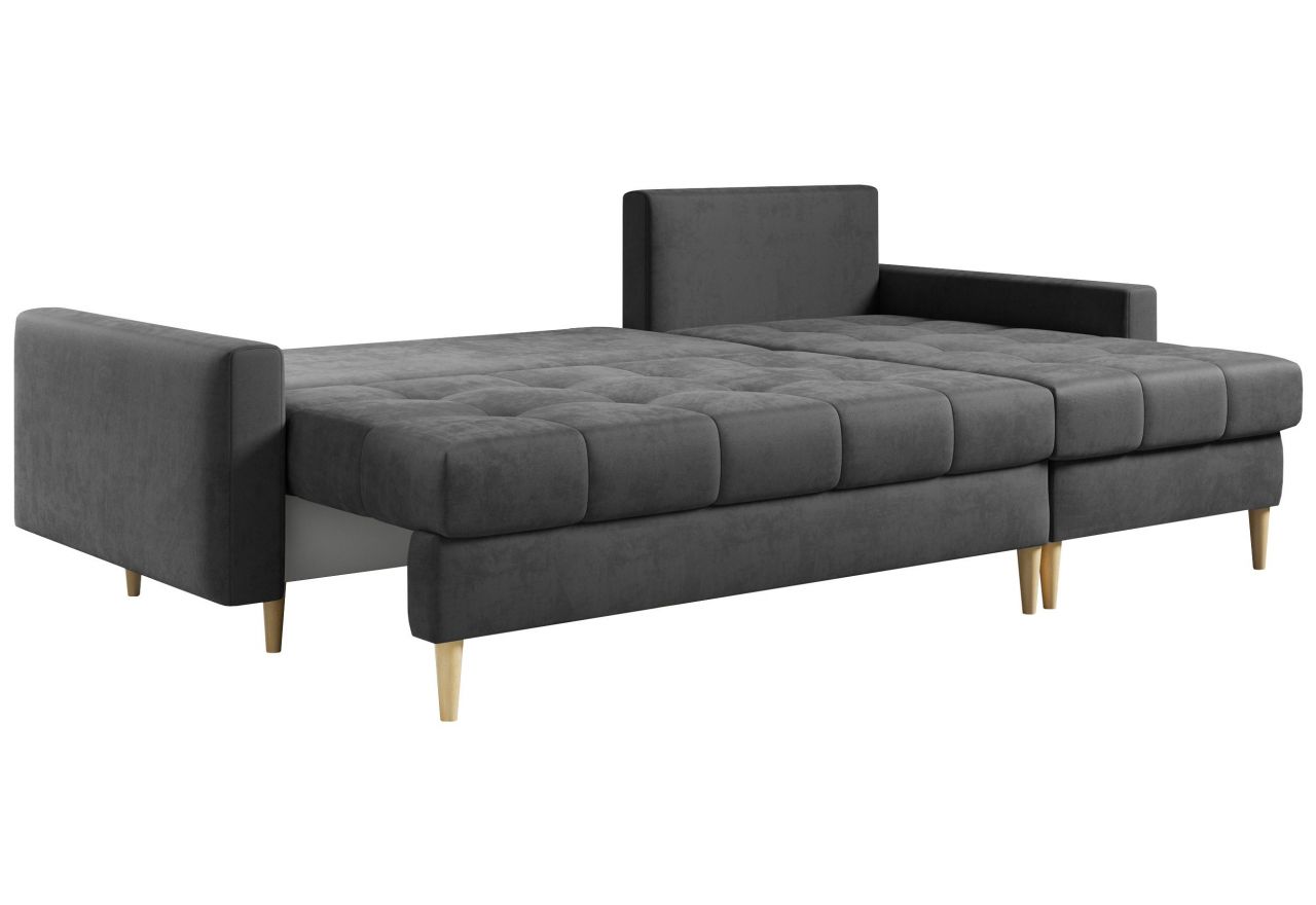 Narożnik ASTRA L - uniwersalny - szary, welwet