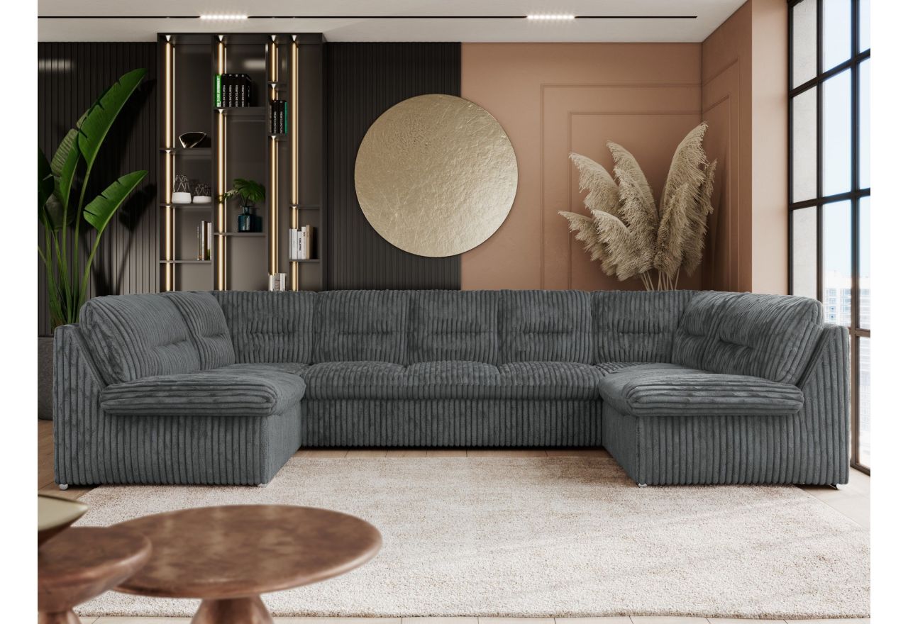 Narożnik COMODO U - uniwersalny - szary, sztruks