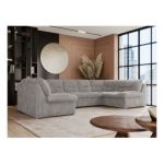 Narożnik COMODO U - uniwersalny - jasnoszary, sztruks