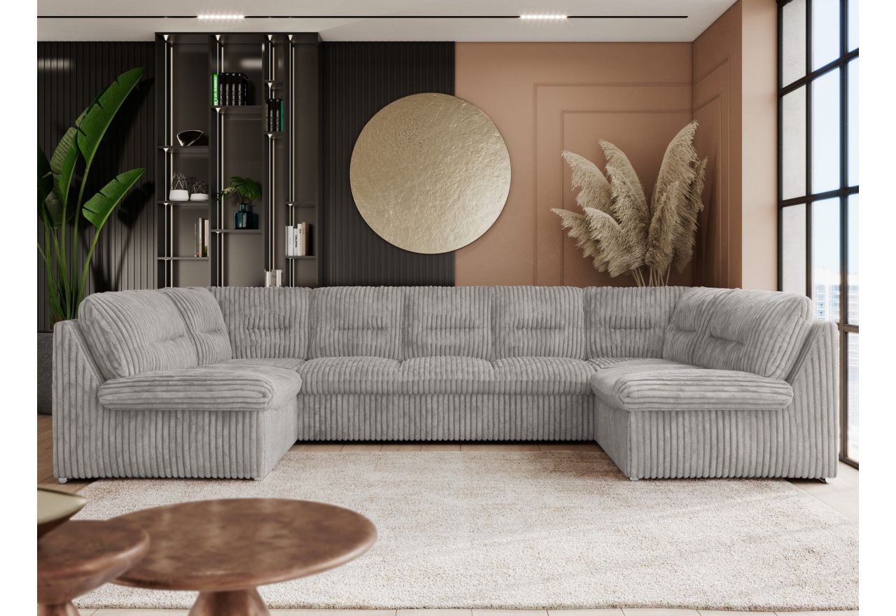 Narożnik COMODO U - uniwersalny - jasnoszary, sztruks