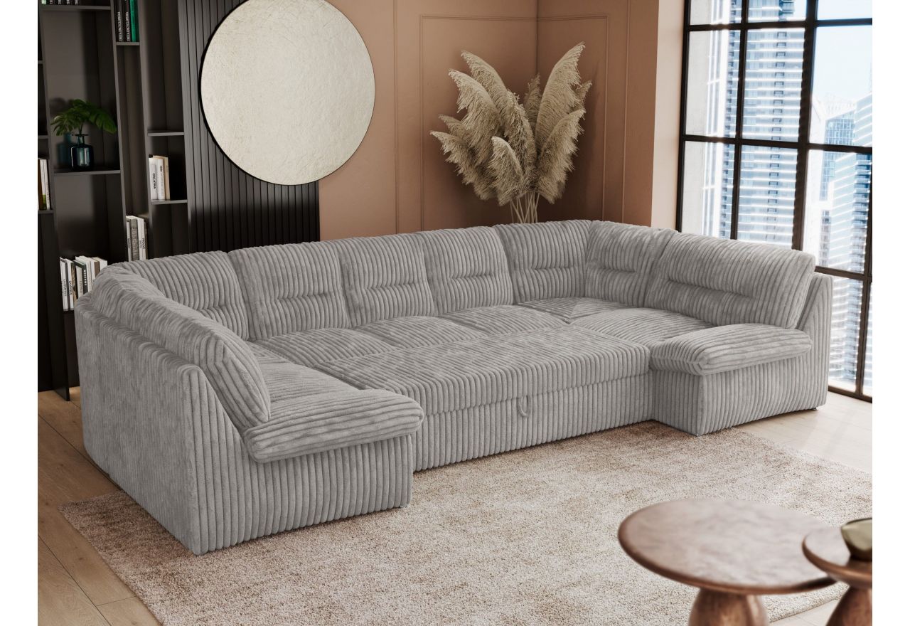 Narożnik COMODO U - uniwersalny - jasnoszary, sztruks