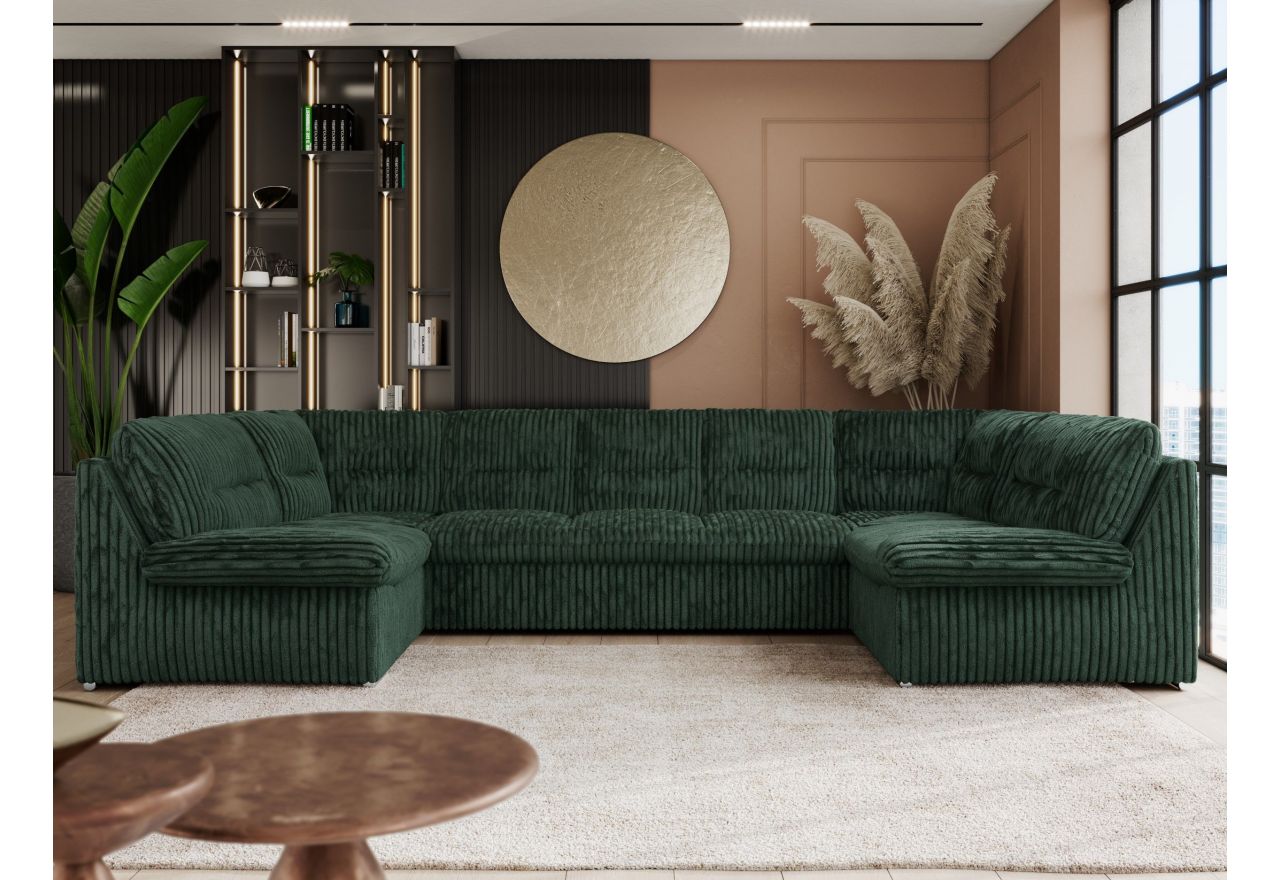 Narożnik COMODO U - uniwersalny - ciemnozielony, sztruks