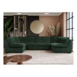 Narożnik COMODO U - uniwersalny - ciemnozielony, sztruks