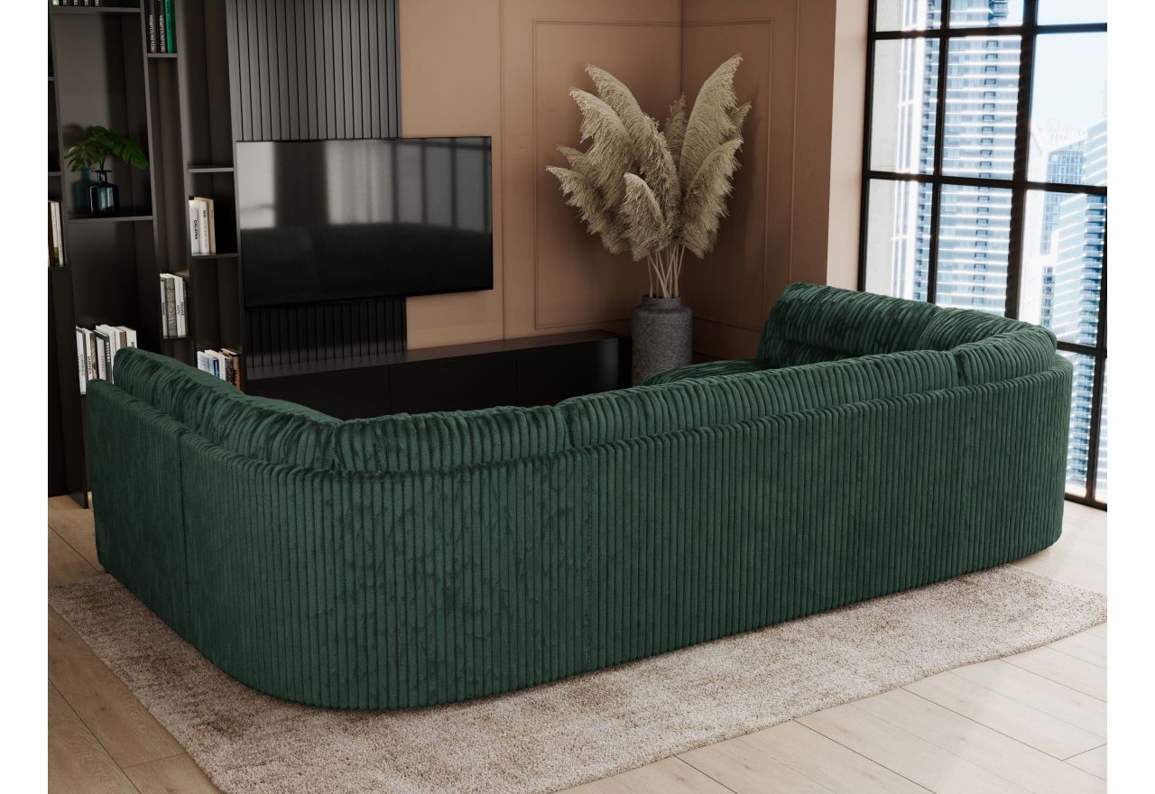 Narożnik COMODO U - uniwersalny - ciemnozielony, sztruks