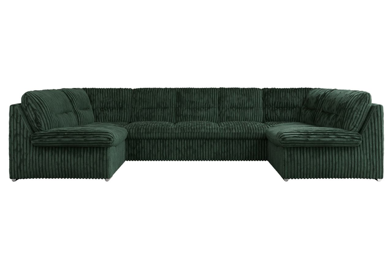 Narożnik COMODO U - uniwersalny - ciemnozielony, sztruks