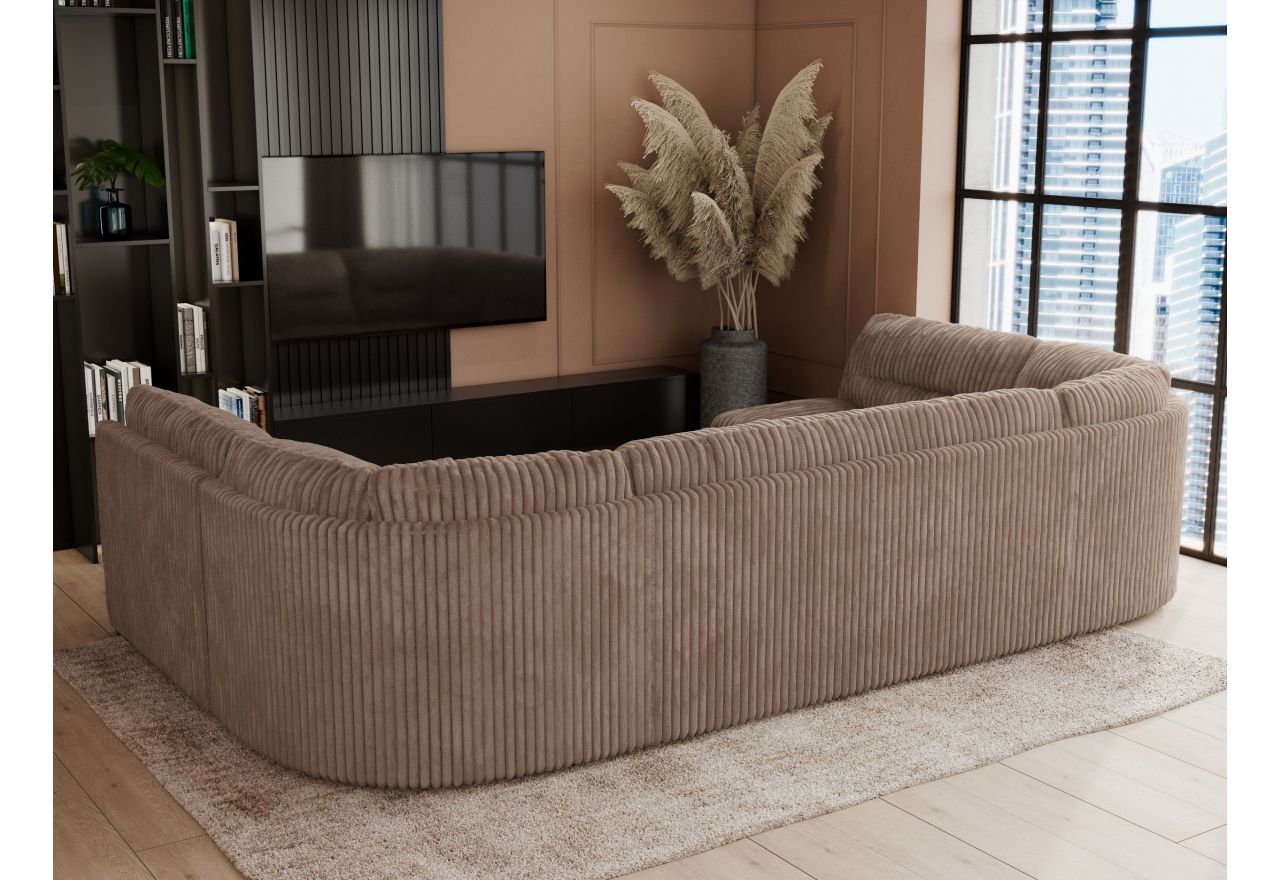 Narożnik COMODO U - uniwersalny - brązowy, sztruks