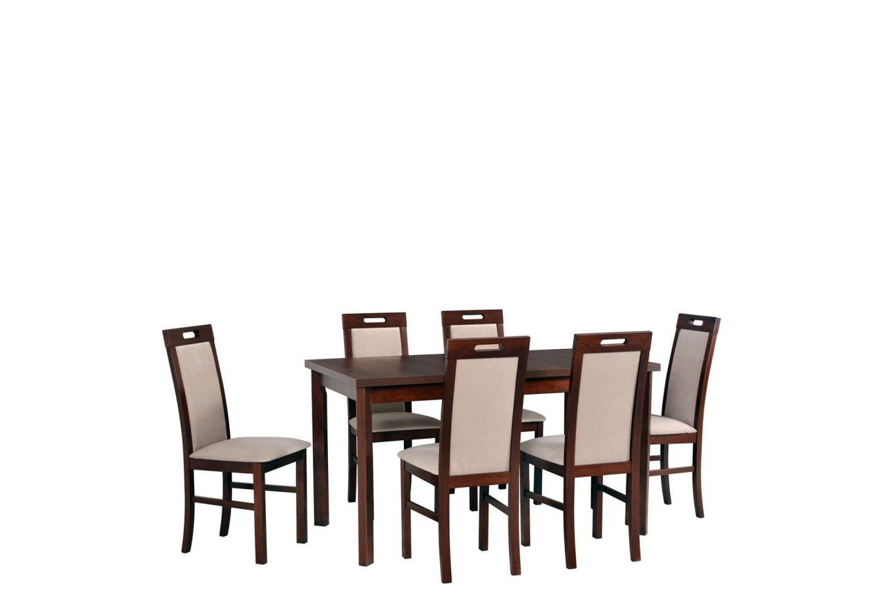 Rozkładany stół i krzesła tapicerowanie jako zestaw do jadalni - stół MODUS 1 P + krzesła AKU 5