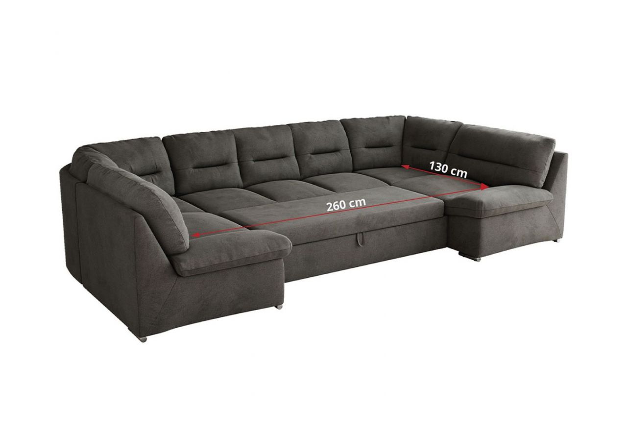 Narożnik COMODO U - uniwersalny - ciemnoszary, welwet