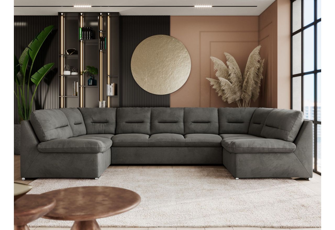 Narożnik COMODO U - uniwersalny - ciemnoszary, welwet