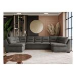 Narożnik COMODO U - uniwersalny - ciemnoszary, welwet