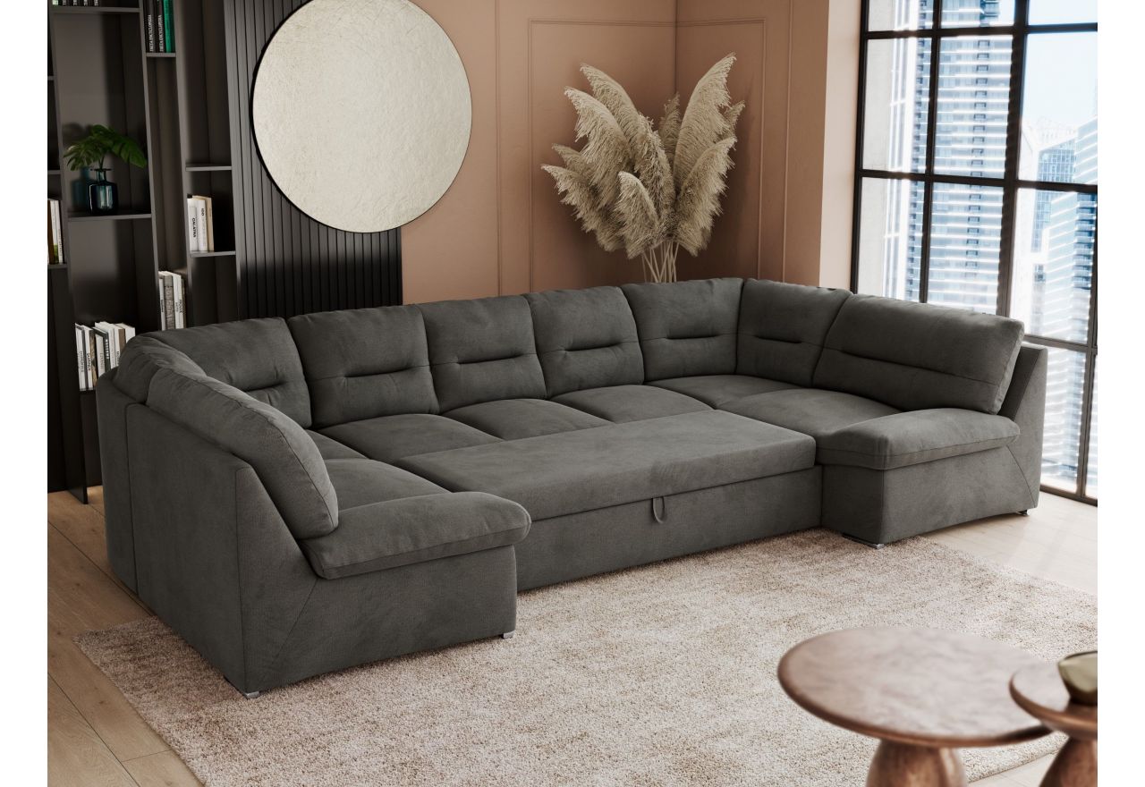 Narożnik COMODO U - uniwersalny - ciemnoszary, welwet