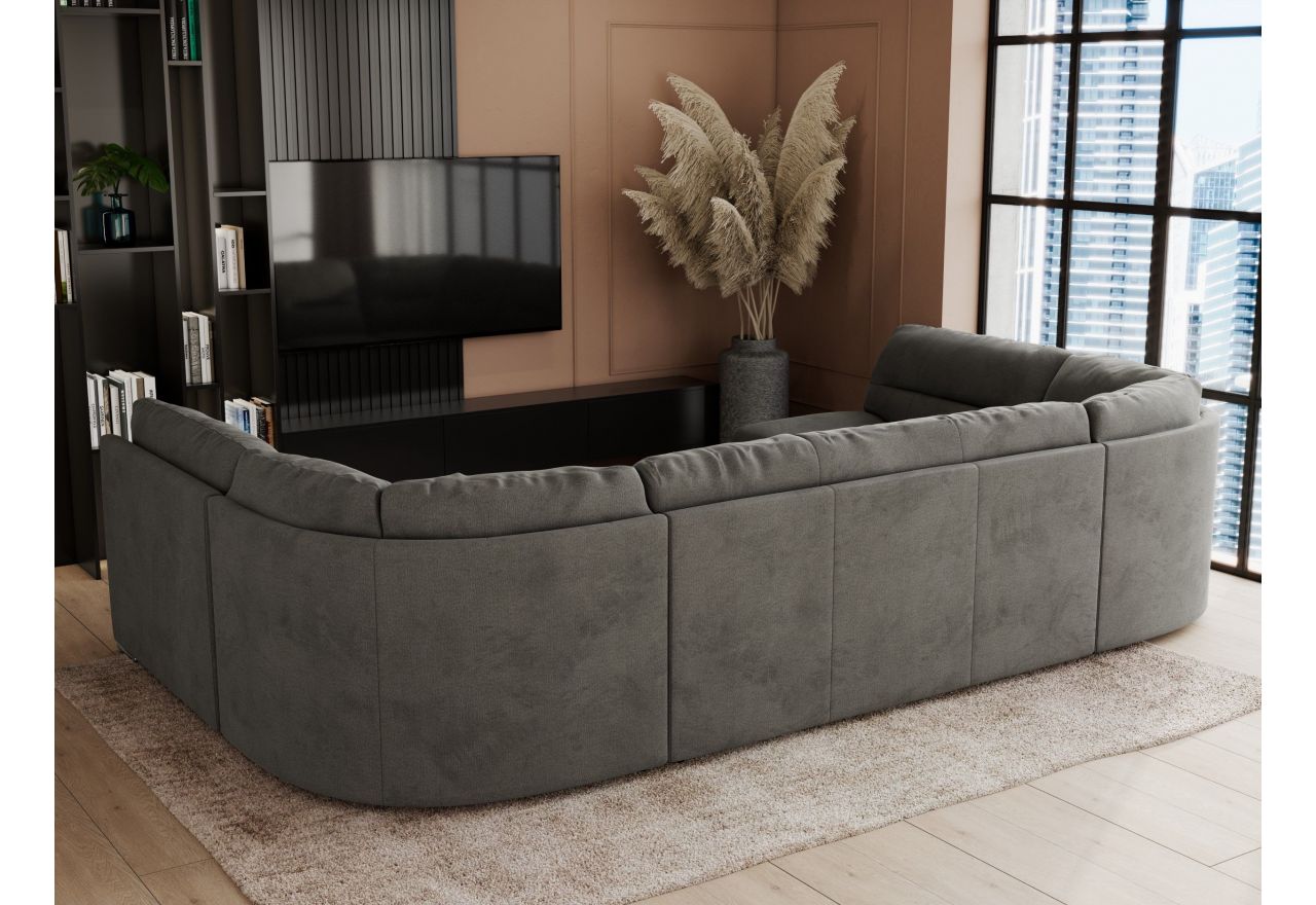 Narożnik COMODO U - uniwersalny - ciemnoszary, welwet