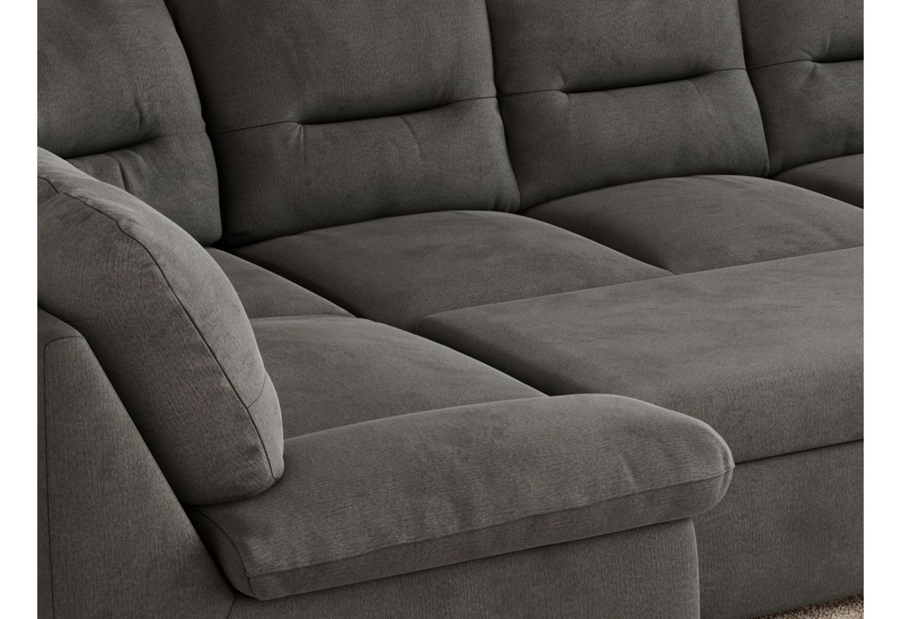 Narożnik COMODO U - uniwersalny - ciemnoszary, welwet