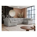 Narożnik COMODO U - uniwersalny - jasnoszary, welwet