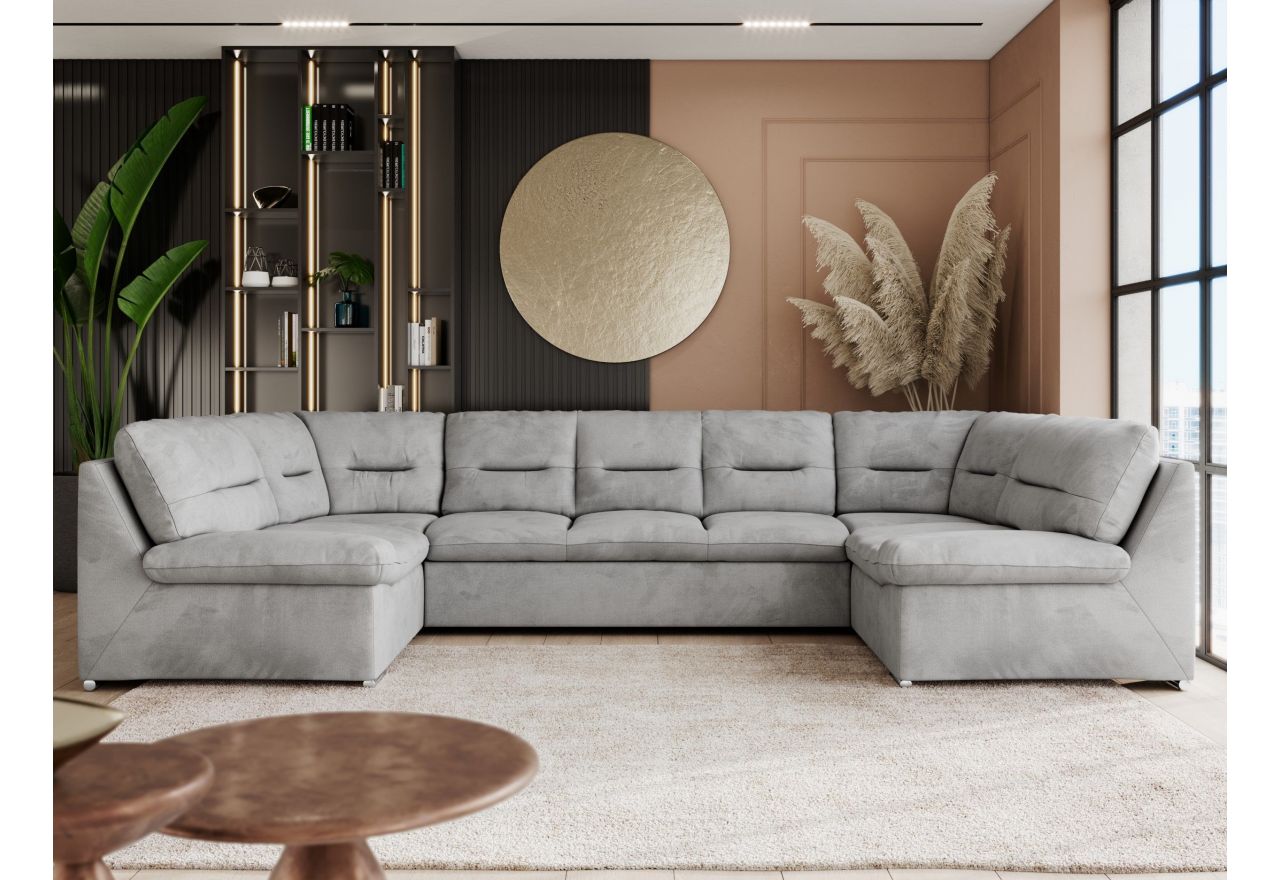 Narożnik COMODO U - uniwersalny - jasnoszary, welwet