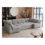 Narożnik COMODO U - uniwersalny - jasnoszary, welwet