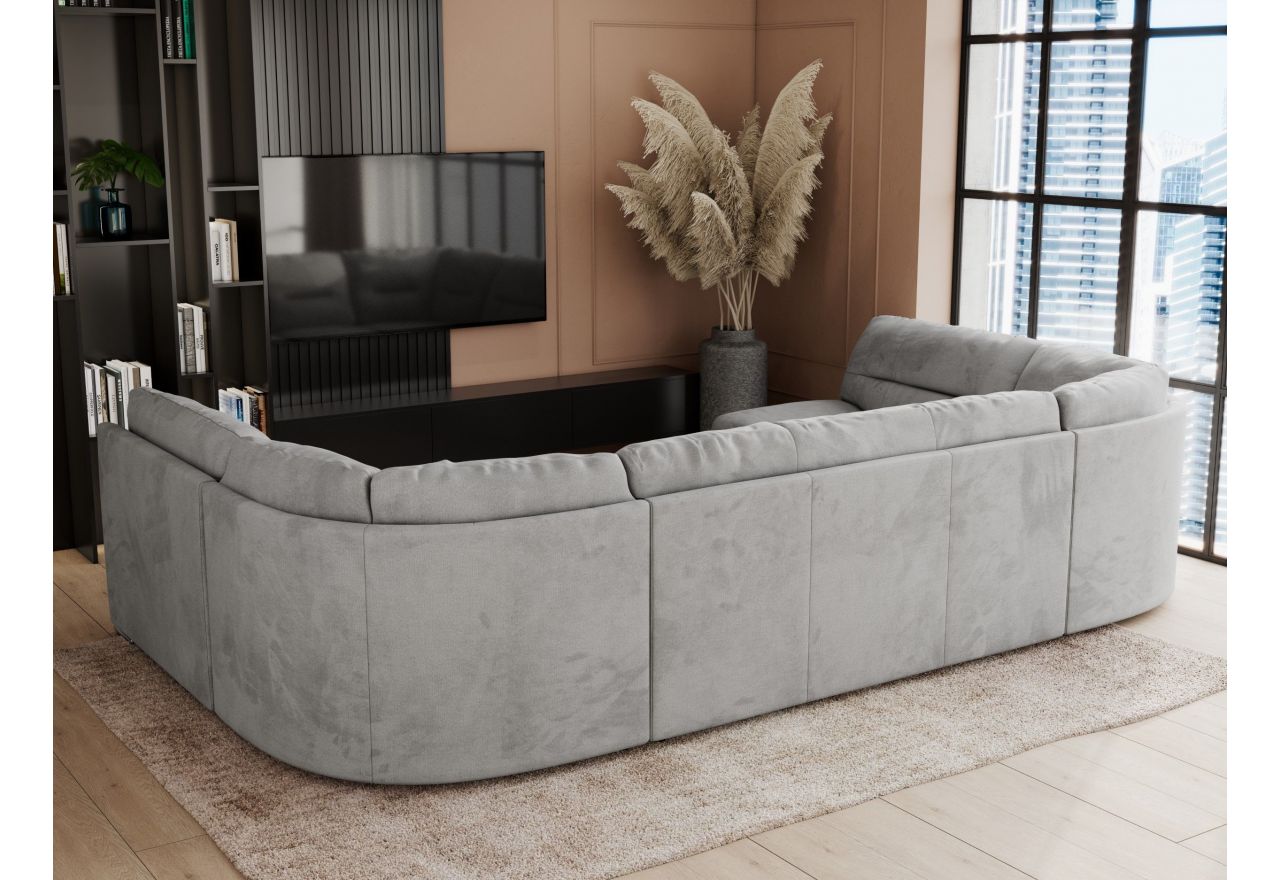 Narożnik COMODO U - uniwersalny - jasnoszary, welwet