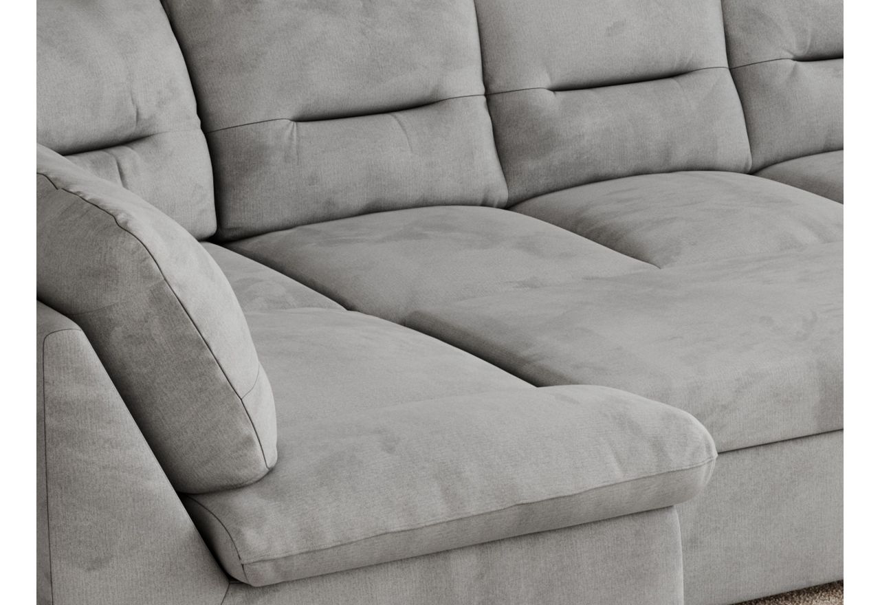 Narożnik COMODO U - uniwersalny - jasnoszary, welwet