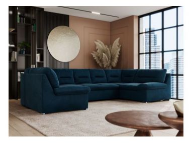 Narożnik COMODO U - uniwersalny - ciemnoniebieski, welwet