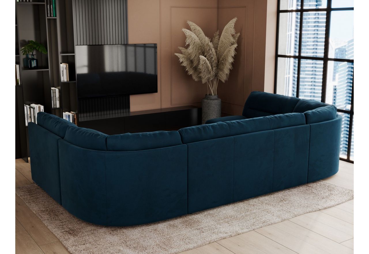 Narożnik COMODO U - uniwersalny - ciemnoniebieski, welwet