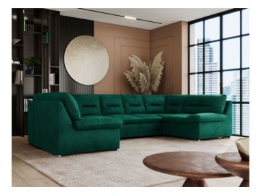 Narożnik COMODO U - uniwersalny - ciemnozielony, welwet