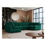 Narożnik COMODO U - uniwersalny - ciemnozielony, welwet