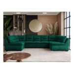 Narożnik COMODO U - uniwersalny - ciemnozielony, welwet