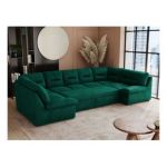 Narożnik COMODO U - uniwersalny - ciemnozielony, welwet