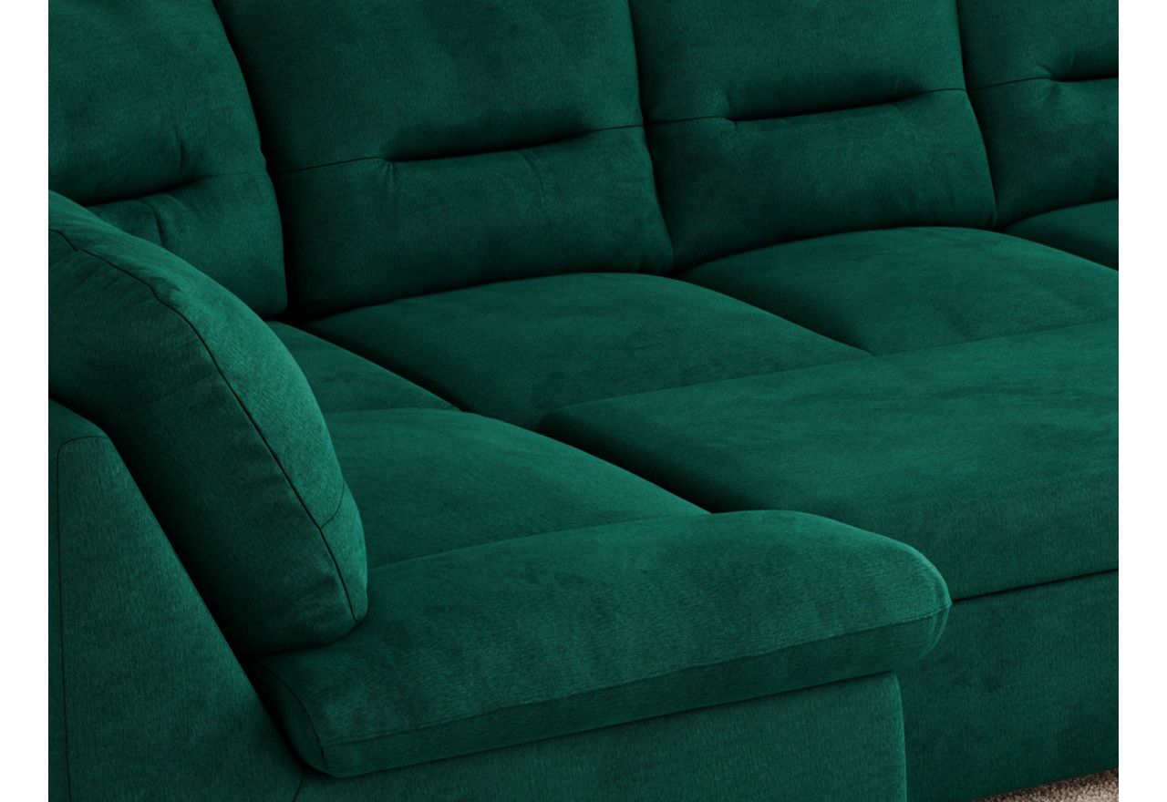 Narożnik COMODO U - uniwersalny - ciemnozielony, welwet