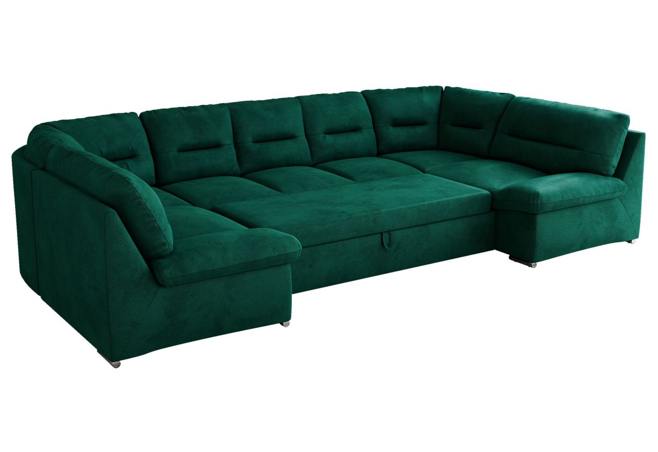 Narożnik COMODO U - uniwersalny - ciemnozielony, welwet