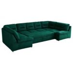 Narożnik COMODO U - uniwersalny - ciemnozielony, welwet