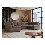 Narożnik COMODO U - uniwersalny - brązowy, welwet