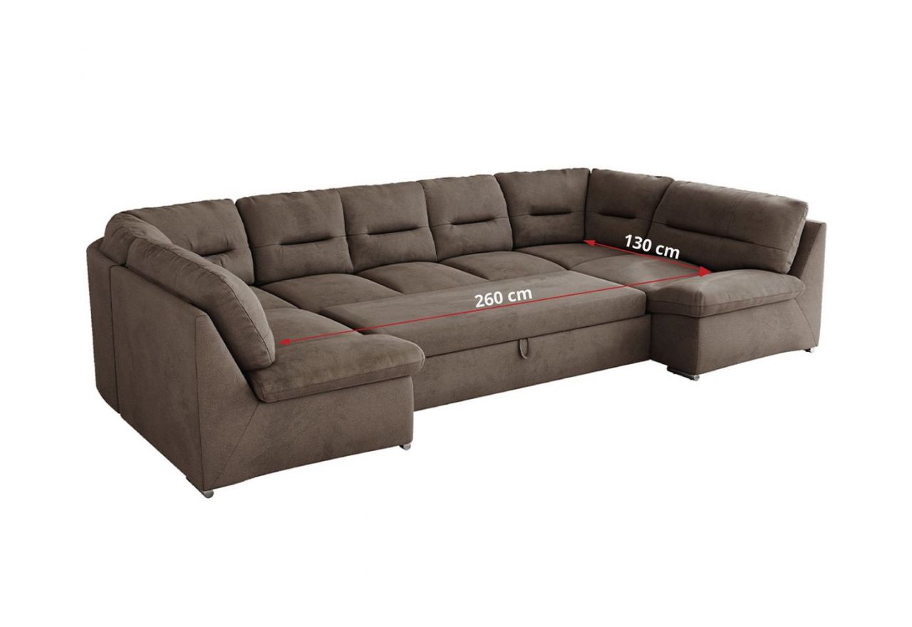 Narożnik COMODO U - uniwersalny - brązowy, welwet