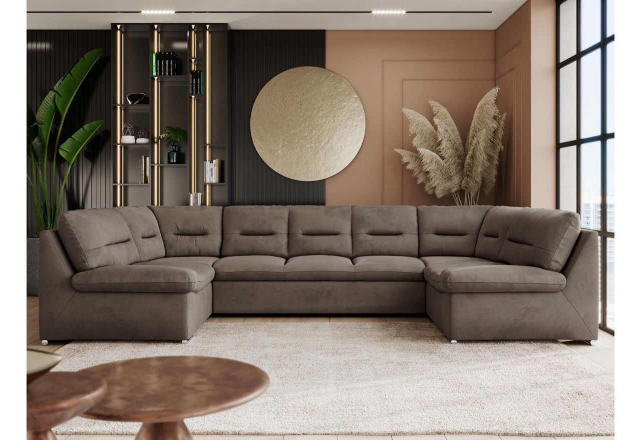 Narożnik COMODO U - uniwersalny - brązowy, welwet