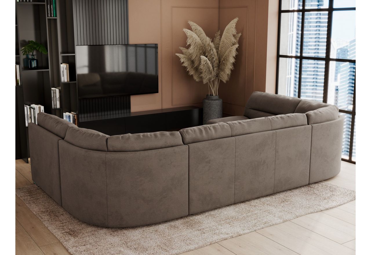 Narożnik COMODO U - uniwersalny - brązowy, welwet