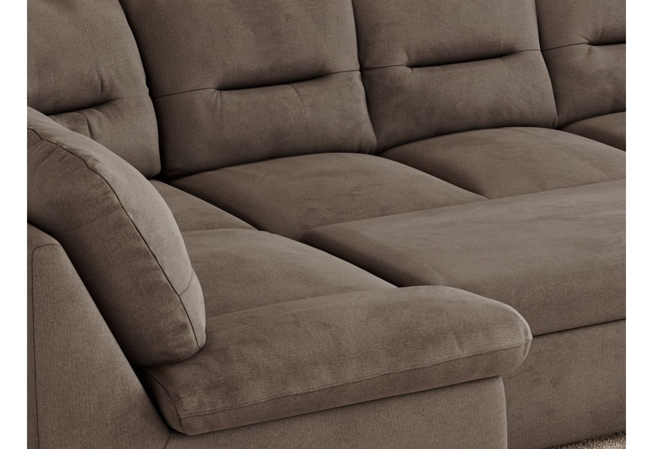 Narożnik COMODO U - uniwersalny - brązowy, welwet