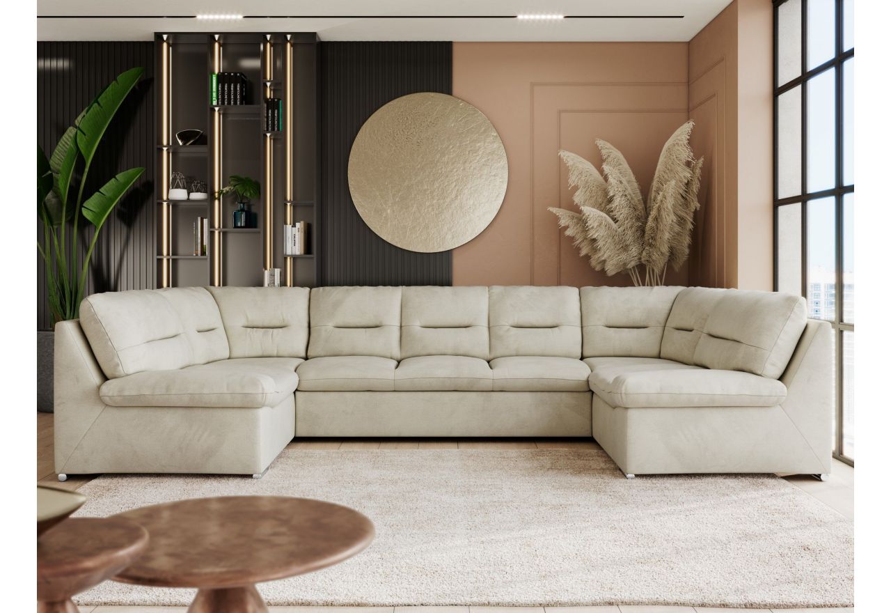 Narożnik COMODO U - uniwersalny - beżowy, welwet